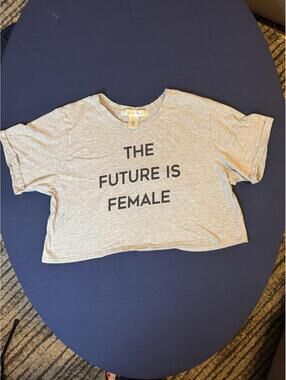 Youth in Revolt XL Gray Crop Top T-Shirt with 'The Future is Female' Print
